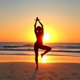 Person praktiziert Yoga am Strand